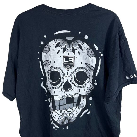 Los Angeles Kings Skull Dia de Los Muertos Black T Shirt - Picture 3 of 6